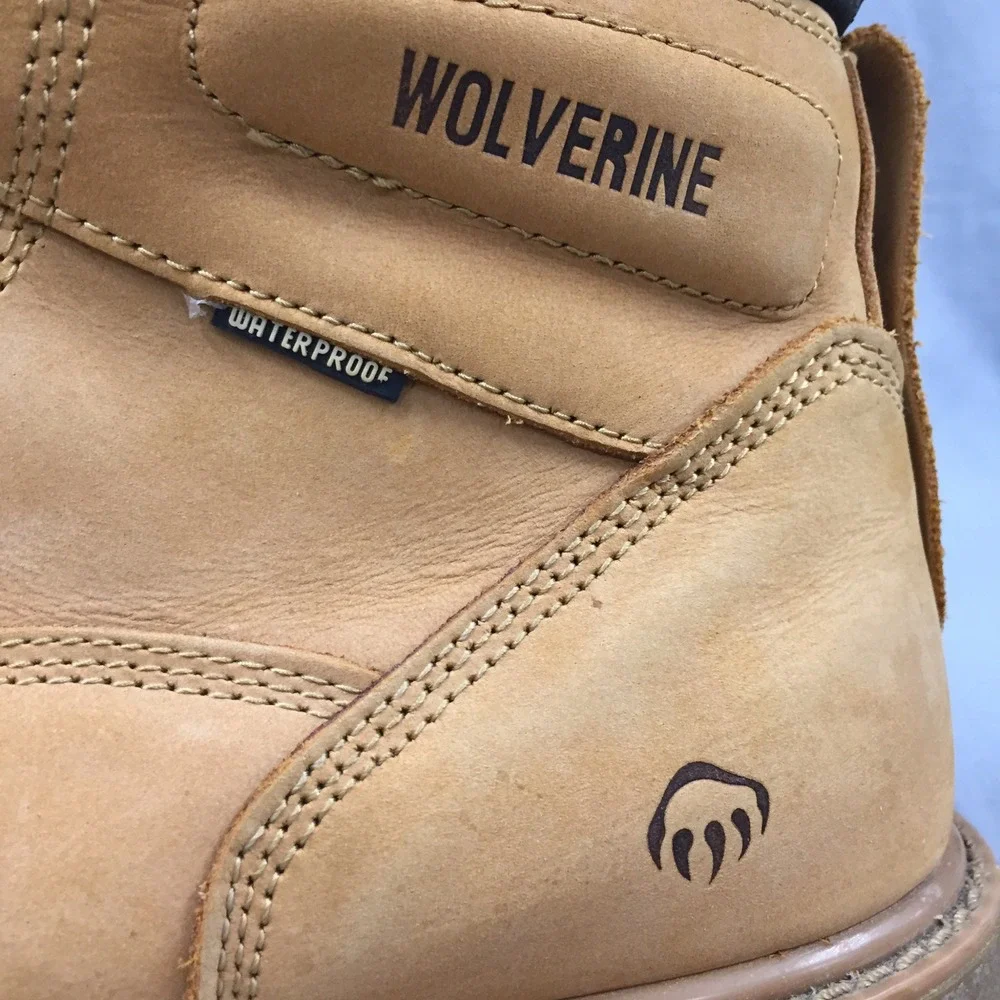 Wolverine Mens Waterproof Leather Work Boots Wheat Tan W10642 Size 10M